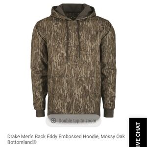 Drake Men's Back Eddy Embossed Hoodie Mossy Oak Bottomland Size Small